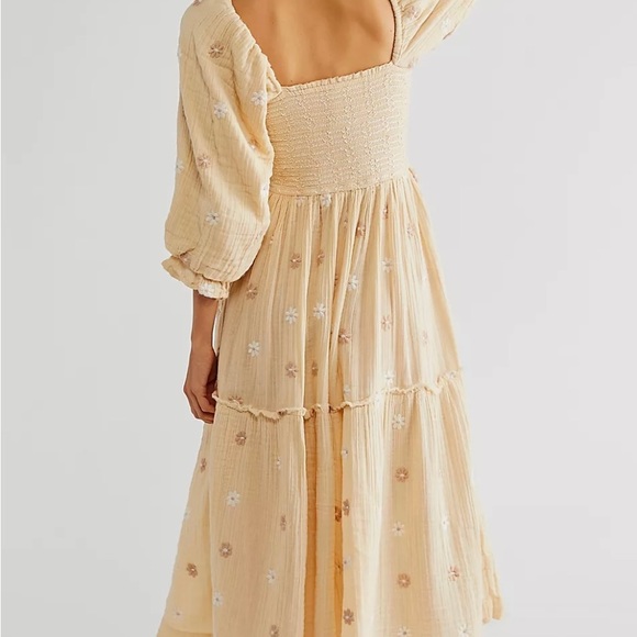 Free People Dresses & Skirts - Free People Cream Maxi Dress with Floral Embroidery